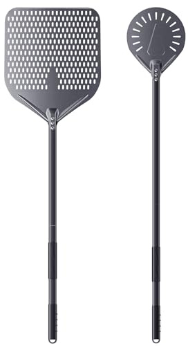 NUTUNI 34 cm och 23 cm professionell perforerad pizzaspade i aluminium hård anodiserad pizzaspade 120 cm