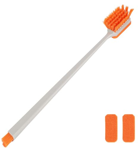 Fukaisu Cepillo Limpiador Pequeño para Peceras, Raspador de Algas Acuarios con 2 Almohadillas Repuesto Kit Compacto para Acuarios de Vidrio y Acrílico (Naranja)