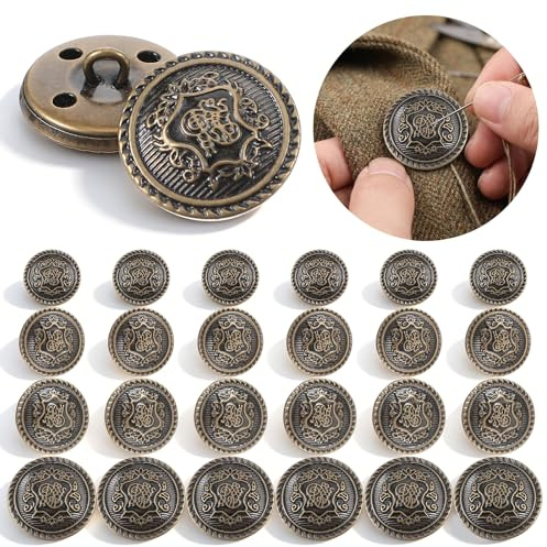 24Pcs Antiqued Blazer Buttons Metal Antique Brass Button Bronze Buttons