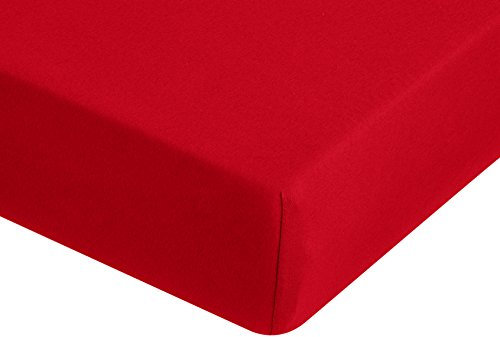 fleuresse Jerseyspannlaken/ 90x220-100x220 cm, Baumwolle, Bordeaux, 100 x 220 cm