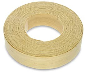 WoodPress® 22 mm Echtholz-Bügelkante - 7,5 m Rolle - vorgeklebtes Holzfurnierband für einfache DIY-Anwendung - deckt den Rand Einer Standard-MDF-Platte ab