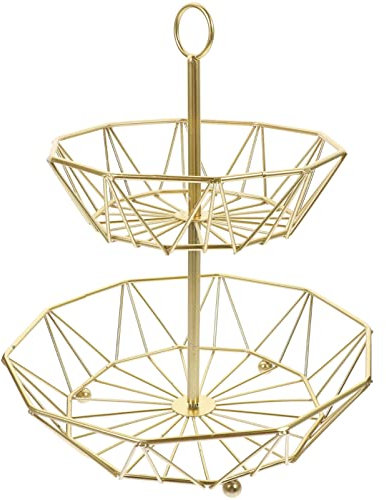 Cabilock Exquisites Obsttablett Für Die Küchentheke Doppellagiger Obstkorb Aus Eisen Stilvolles Praktisches Design Für Das Wohnzimmer