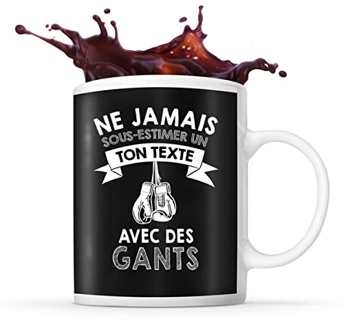 Mug gants boxe Prénom métier âge Personnalisable | Tasse drôle pour Boxeur | idée cadeau anniversaire Noël fête des Pères