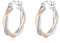 Rose Gold Earrings - Silver Hoop Earrings for Women, Sterling Silver Earrings - Twist Sleeper Huggies Earrings, 20mm Rose Gold Hoop Earring CZ Cubic Zirconia Jewellery Birthday Gift for Girls Her