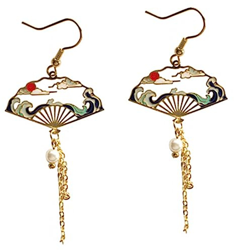 SOIMISS 1paire Boucles Oreilles Pendantes Forme De Éventail Pour Femmes Bijoux Ethniques Élégants Parfaits Pour Adolescentes Occasions Spéciales
