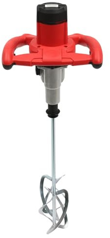 Miscelatore per calcestruzzo, 2800 W, doppio agitatore, a 6 marce, miscelatore per cemento a mano per miscelare vernici, cemento, malta (rosso)