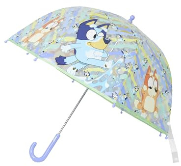 CYPBRANDS Bluey Ombrello per bambini, Bolla, Trasparente, Ombrello manuale, 48 cm, Multicolore, Prodotto Ufficiale, con design originale Bluey