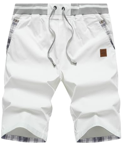 Djtnzdm Short Homme Coton Confortable Casual Mode Chino Shorts Bermudas Homme avec Poches Vacances Cargo Short Homme