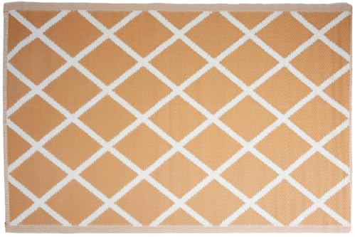 idooka 90cm x 180cm Outdoor Rugs For Patios Waterproof - Rugs For Garden & Picnic Blanket - Garden Rugs Outdoor Waterproof Large - Outdoor Mats For Patio, Plastic Outdoor Rug (Orange Diamonds)