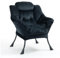 TIANSHU Fauteuil de Salon en Velours Avec Support de Nuque, Pieds en Métal et Coussins épais - Pour Lecture, Relaxation, Salon, Chambre, Bureau (Noir)