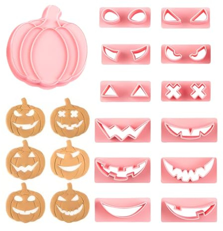 Halloween Emporte Piece, Halloween Moule à Biscuit, Emporte-pièces en Plastique 3D, Citrouille Formes avec Différentes Expressions pour Gâteaux Patisserie Biscuits Fondant