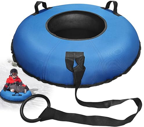 FZENeast Aufblasbarer Schlitten, 95 cm Großer Reifen zum Rodeln mit Canvas Bezug für Kinder und Erwachsene, Kältebeständiger Rodel Reifen für Winter-Outdoor-Aktivitäten