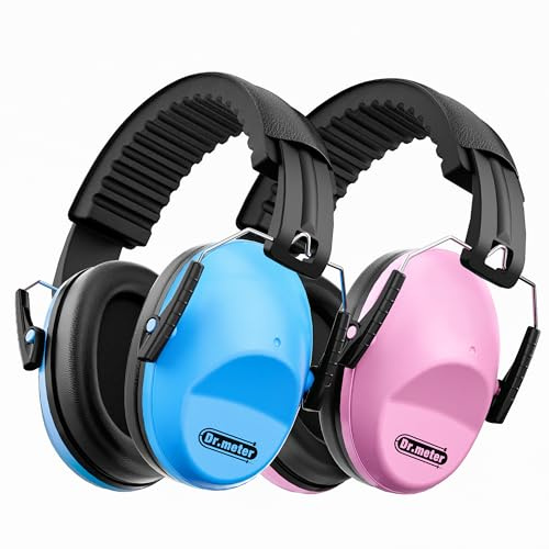 Dr.meter Ear Defenders Children, Kids Ear Defenders SNR 27.4dB Noise Cancelling Headphones for Kids Autism Sensory Adjustable Headband Hearing Protection for Fireworks Monster Truck Concert Blue Pink