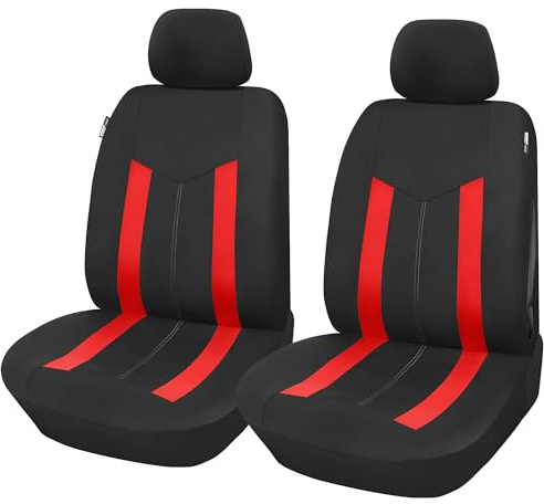 Upgrade4cars Fundas Asientos Delanteros Coche Universales Negro Rojo | Universal Funda de Asiento para Delantero (Conductor y Copiloto)