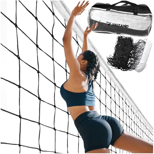 TRIZAND Volleyball Netz und Badminton von Bag 9,5x1m Volleyball Netz und Badminton von Bag - Volleyball Badminton & Tennis zubehör Wetterfestes Netz - Mit Verstärktem Metalldraht 23427