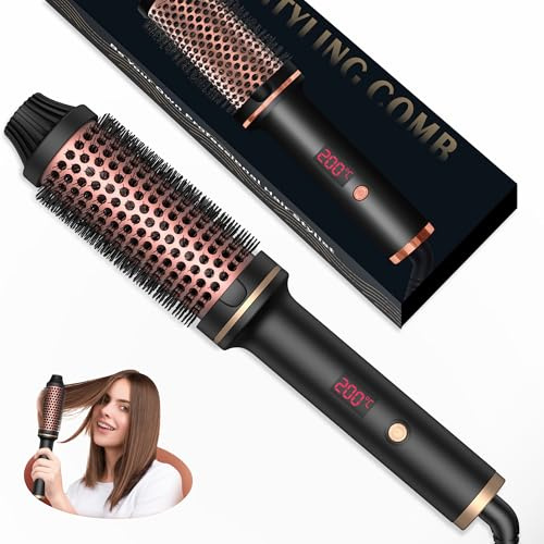 Brosse thermique 3 en 1 38 mm LCD 120-210 ℃ Heated Round Brush - Brosse à boucler - Augmente le volume des cheveux - Boucler les cheveux - Double tension