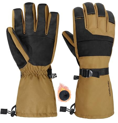HANDLANDY Winter Waterproof Ski Gloves for Men Women, 3M Thinsulate Windproof Warm Snow Gloves, Thermal Cold Weather Gloves Gift for Skiing Snowboarding Outdoor Sports(X-Large)