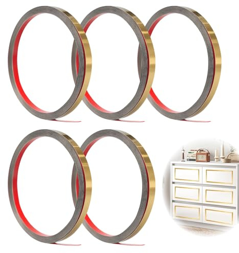 leruiyezs 5m x 10mm Baguette De Finition Moulure Miroir En Acier Inoxydable Autocollante Moulure Flexible Et Garniture Pour Carrelage Mur Sol Bordure WC Salle De Bain Garniture Murale Autocollante