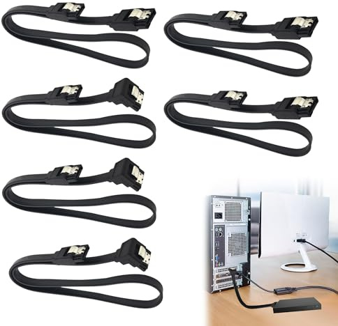 6PCS SATA Cable III, 3 90 Degree Right Angle and 3 Straight, Black, 40cm