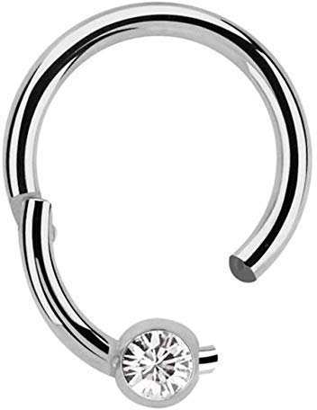Titan Piercing Ring BCR, Clicker 1,2 x 8 mm mit 3 mm Steinkugel in klar