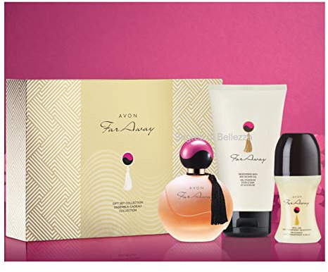 Avon Far Away Set 1x Eau de Parfum 50ml 1x Duschgel 150ml 1x Deoroller 50ml verpackt im Geschenkkarton