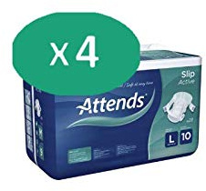 ATTENDS Slip Active 10 Large - 4 förpackningar med 28 skydd
