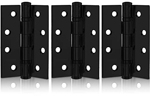 XFORT 4 Inch (100mm) Matt Black Ball Bearing Hinges, Steel Door Hinge for Wooden Doors (1.5 Pairs)