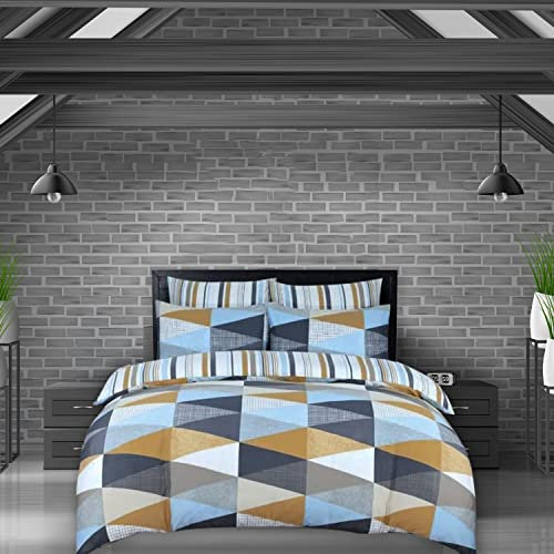 DTEX HOMES Super King Duvet Set 220 Thread Count 100% Pure Cotton Reversible Printed Hotel Quality Duvet Cover Ultra Soft Easy Care Luxury Super King Duvet Cover Set (M33 Multi)