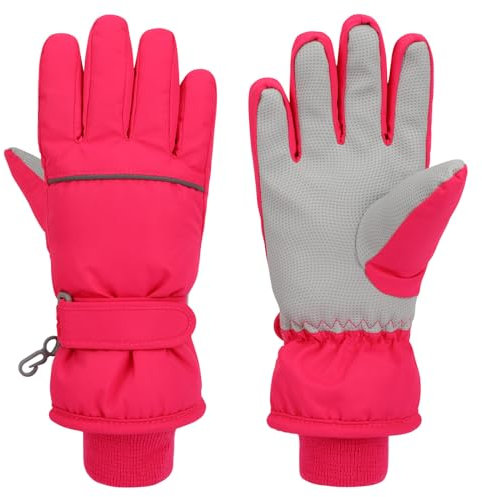 QKURT Kinder Ski Handschuhe, wasserdichte Winter Schnee Handschuhe, Winddichte Anti-Rutsch Snowboard Fäustlinge für Jungen und Mädchen 4-15 Jahre alt