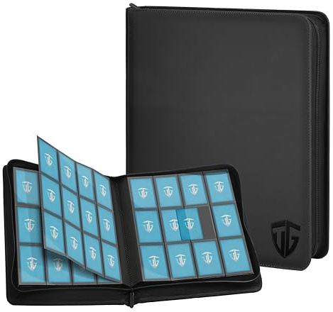 TCGUARD 12 Scomparti per Carte da Collezione, Album con Chiusura Lampo, per 720 Carte, Raccoglitore per Carte di Credito, Tasche Laterali Sicure, Compatibile con YuGiOh, MTG, Carte Sportive (Nero)
