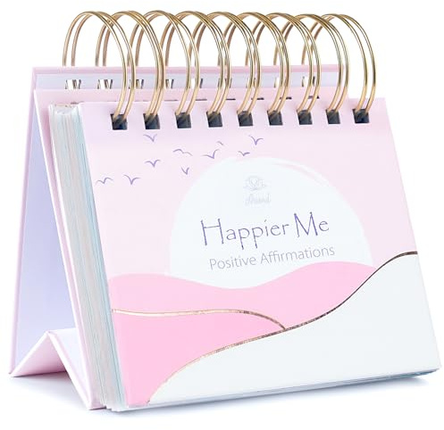 Calendario diario de afirmación, sin fecha, regalos inspiradores de escritorio para mujeres, afirmaciones rosa con tapa motivacional, rosa y blanco