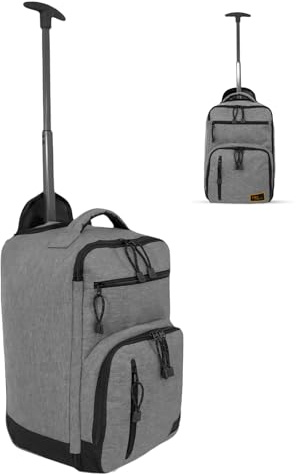 Bordlite Ryanair, EasyJet Cabin Approved Holdall on Wheels, 20L Hand Luggage Underseat Carry-On, Extendable Handle, Multi Pocket, Travel Bag - 40x20x25cm - Flight Bags for Men & Women - Grey