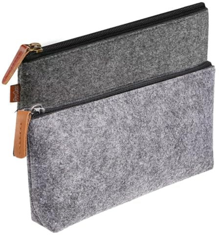 JJiaoLinin Filz Mäppchen,2 Stück Kosmetiktasche Filz Multifunktions Briefpapier Beutel Filzs Federmäppchen Briefpapier Beutel Kosmetiktasche mit Reißverschluss für Stifte Bleistifte Büro Schulbedarf