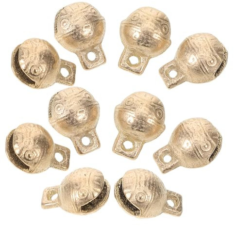 HAWILLOSCH Set Di Campanelli Per Mucche in Metallo Pezzi Campanelli Da Pascolo Vintage Leggeri Per Animali Domestici Design a Forma Di Tigre in Rame Giallo Brillante