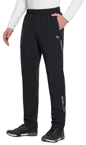 baleaf Men's Winter Cycling Running Pant Water Resistant Fleece Mountain Bike Pants Cold Weather Gear Windproof Black XXL