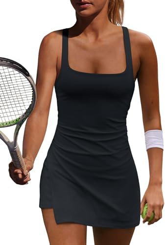 Yanekop Womens Athletic Dress with Built in Shorts Yoga Golf Tennis Outfits