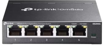 TP-Link Omada Switch Ethernet 5 Ports RJ45 Métal Gigabit (10/100/1000), Switch RJ45 Manageable, positionnement Bureau ou Mur, répartiteur Ethernet, Plug and Play, Silencieux sans Ventilateur, ES205G