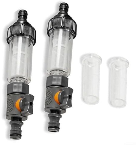 Lot de 2 filtres à eau haute compatibilité pour camping-car, caravane, yacht, jardin, nettoyeur haute pression avec valve à débit réglable