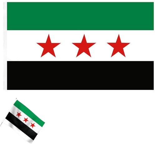 1 Eins Syrische Flagge, Syrien Flagge 90x150cm, Syrian Flag Lebendige Farben Und Syrien Flagge Grün Praktisch, علم سوريا الثورة für Innen- und Außengärten Festival-Party-Dekoration Im Freien