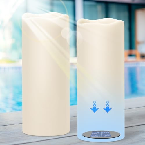 GenSwin Solar Candles Outdoor Waterproof Lantern Ivory White 4 x 10 in