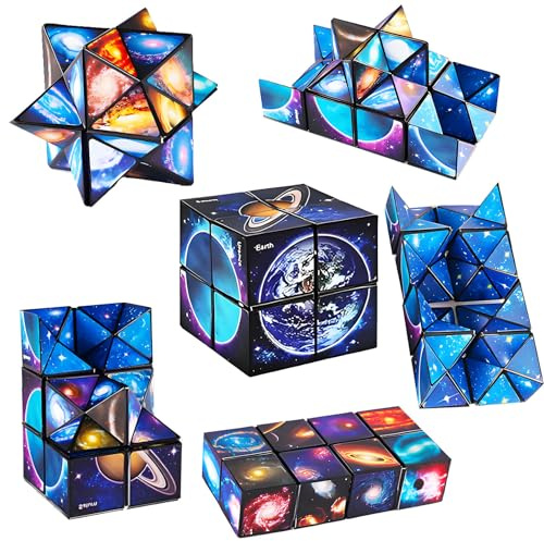 DxxD Cube Magique du Ciel étoilé, 2 en 1 Magic Star Cube Transformant, Cadeau Garcon 5 6 7 8 Ans Fille, 3D Puzzle Jouet Enfant 8 9 10 Ans Fille, Jouet Anti-Stress Infinity Cube pour Enfants Adultes