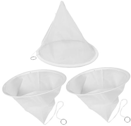 Lurrose Filtre à Miel Conique en Fibre de Nylon Blanc 150 Mailles Léger et Facile à Ranger, Lot de 3 pour Apiculture et Extraction de Miel