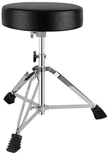 MoResolune Adjustable Drum Throne with Padded Seat for Kids and Adults Drum Stool with Anti-Slip Feet for Drummer Musicians Chair