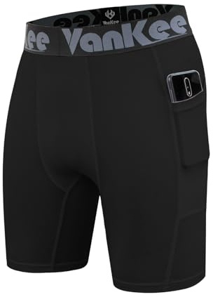 VanKee Men's Compression Pocket Shorts Pantalones con Tecnología De Secado Rápido y Transpirable Diseño De Malla para Correr Ciclismo Gimnasio Fútbol Yoga y Otras Prendas Deportivas Cómodas Duraderas