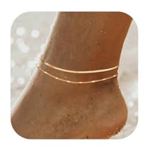 Auiremrti Bracelet de cheville pour femmes, 14 carats en or véritable, bracelet de cheville, chaîne ajustable, étanche, hypoallergénique, bijou corporel, doux, cadeaux tendance