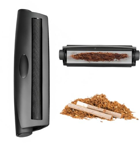 Dupoem Manuell cigarettrulle 110 mm - bärbar och justerbar rullmaskin - cigaretter och tätningar - perfekt för rökare - tillverkad av hållbar svart plast (inga cigaretter)