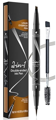 KOSLEOW Crayon à Sourcils 2 en 1 Double Pointe, Kit Stylo Sourcil Waterproof Effet 3D, Maquillage Sourcils Longue Tenue, Brun Foncé, Inclus Pinceau pour Sourcils Naturels et Eye Liner