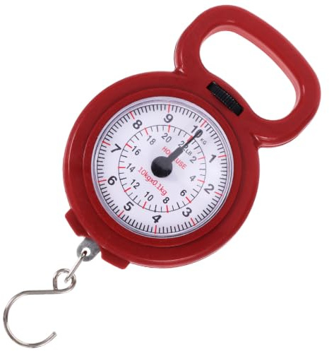 BESTOMZ Balance Portable Rouge en Plastique et Métal, Légère et Facile à Ranger, Pêche Camping, Peson à Aiguilles pour Poissons et Bagages Jusqu'à 10kg Couleur Aléatoire