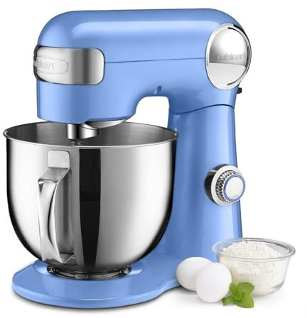 Cuisinart Stand Mixer, 12 Speed, 5.5 Quart Stainless Steel Bowl, Chef’s Whisk, Mixing Paddle, Dough Hook, Splash Guard w/Pour Spout, Robin's Egg, SM-50TQ