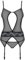 Obsessive. Damen Dessous Reizwäsche Strapshemd mit Perlen und Schlitz und String in schwarz transparent aus glattem Material und Spitze Größe: S/M